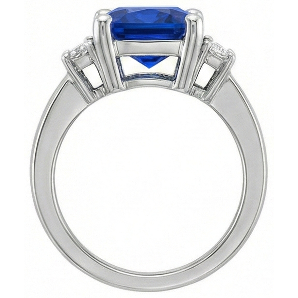 Anello con 3 zaffiri radianti in oro pietra Diamanti Naturali Autentici ( non creati in laboratorio ) baguette dritti 4 carati