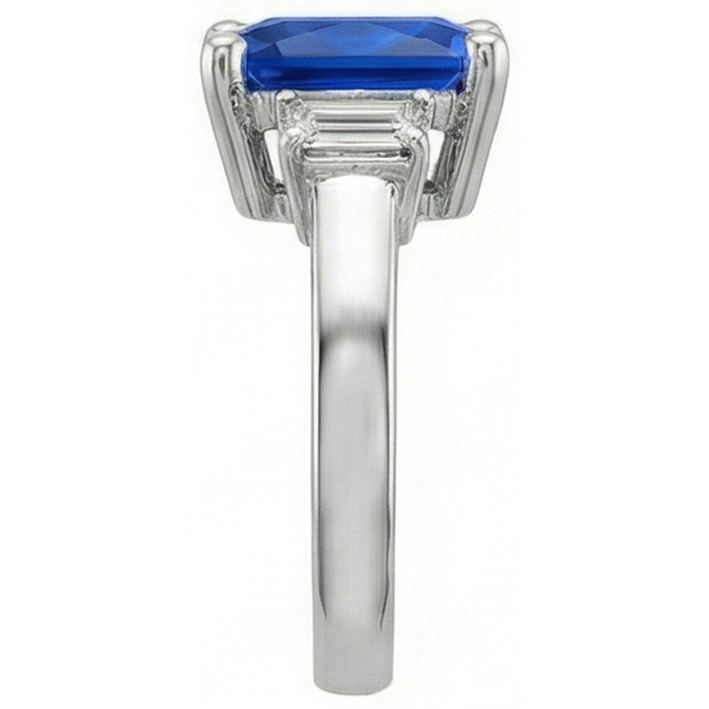 Anello con 3 zaffiri radianti in oro pietra Diamanti Naturali Autentici ( non creati in laboratorio ) baguette dritti 4 carati
