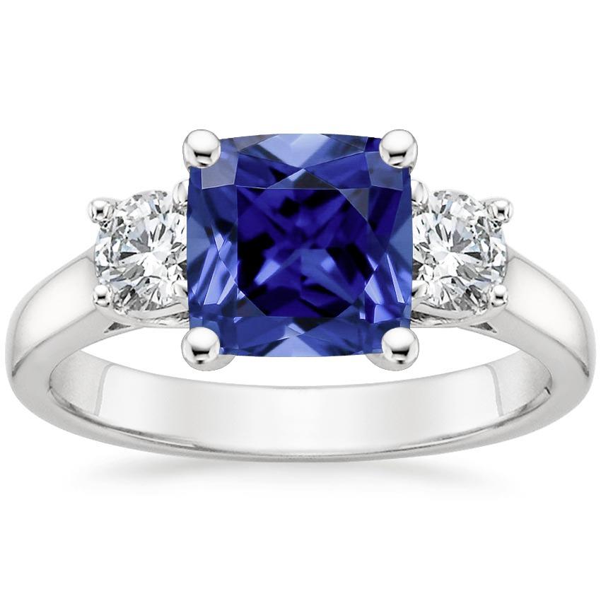 Cuscino Ceylon Zaffiro Diamante 3 Pietra Anello 3.25 Carati - harrychadent.it