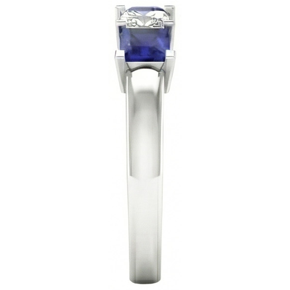 Anello con 5 pietre di diamanti e zaffiri di Ceylon taglio Princess, 1,75 ct