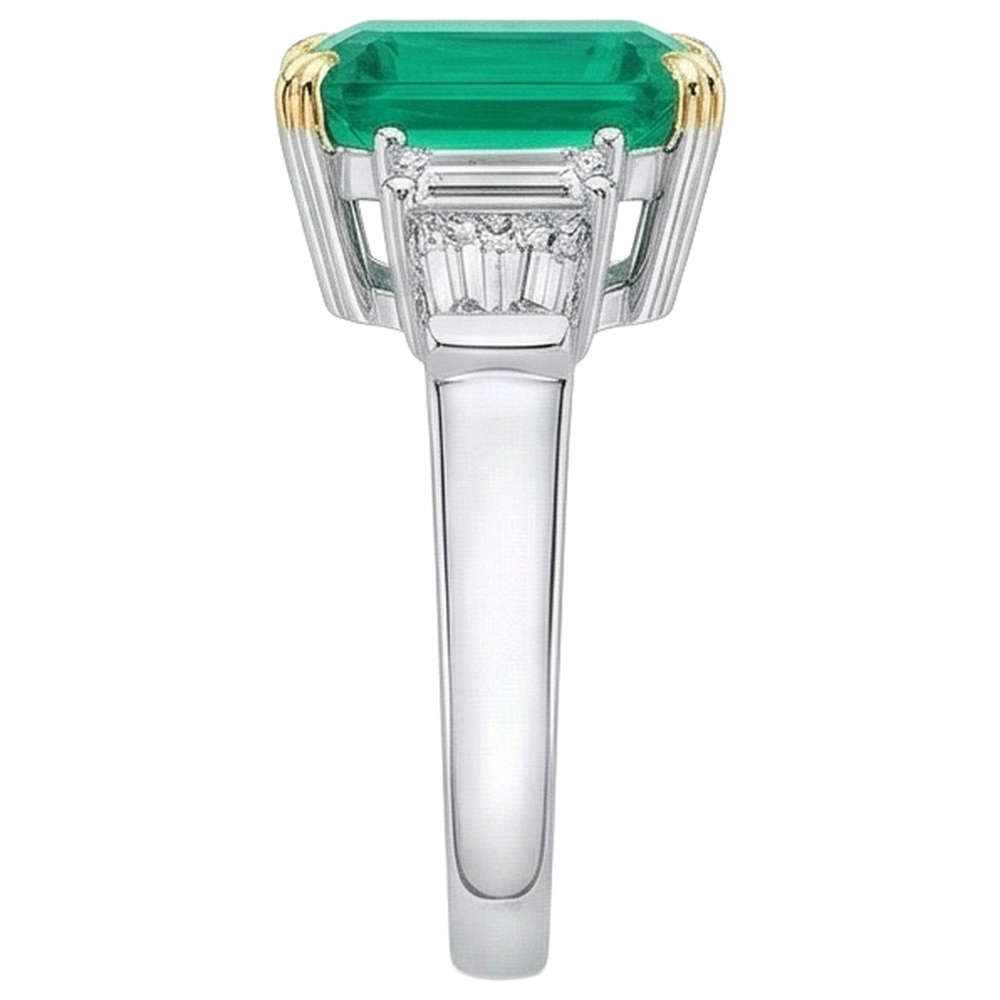 Anello con Diamante Estratto Dalla Terra Smeraldo Verde Naturale Taglio Asscher Per Donna