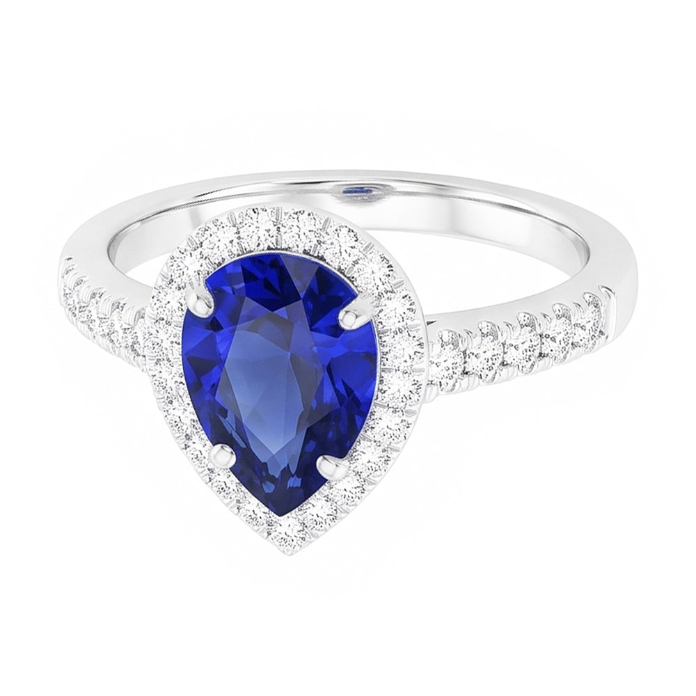 Anello con Gemma Oro Bianco 14K – Zaffiro Blu Reale Taglio a