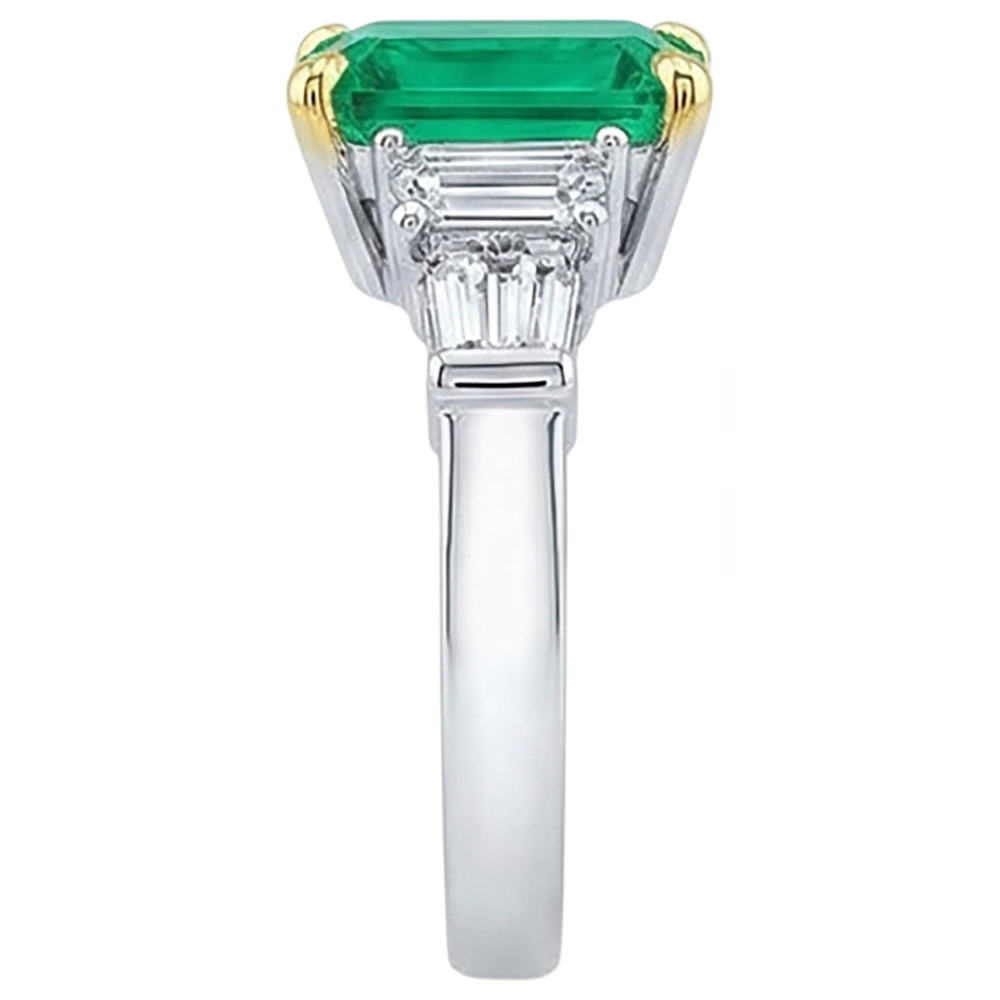 Anello con Grande Pietra Preziosa Verde Smeraldo Diamanti Estratti Dalla Terra Naturale Gioielli da Donna