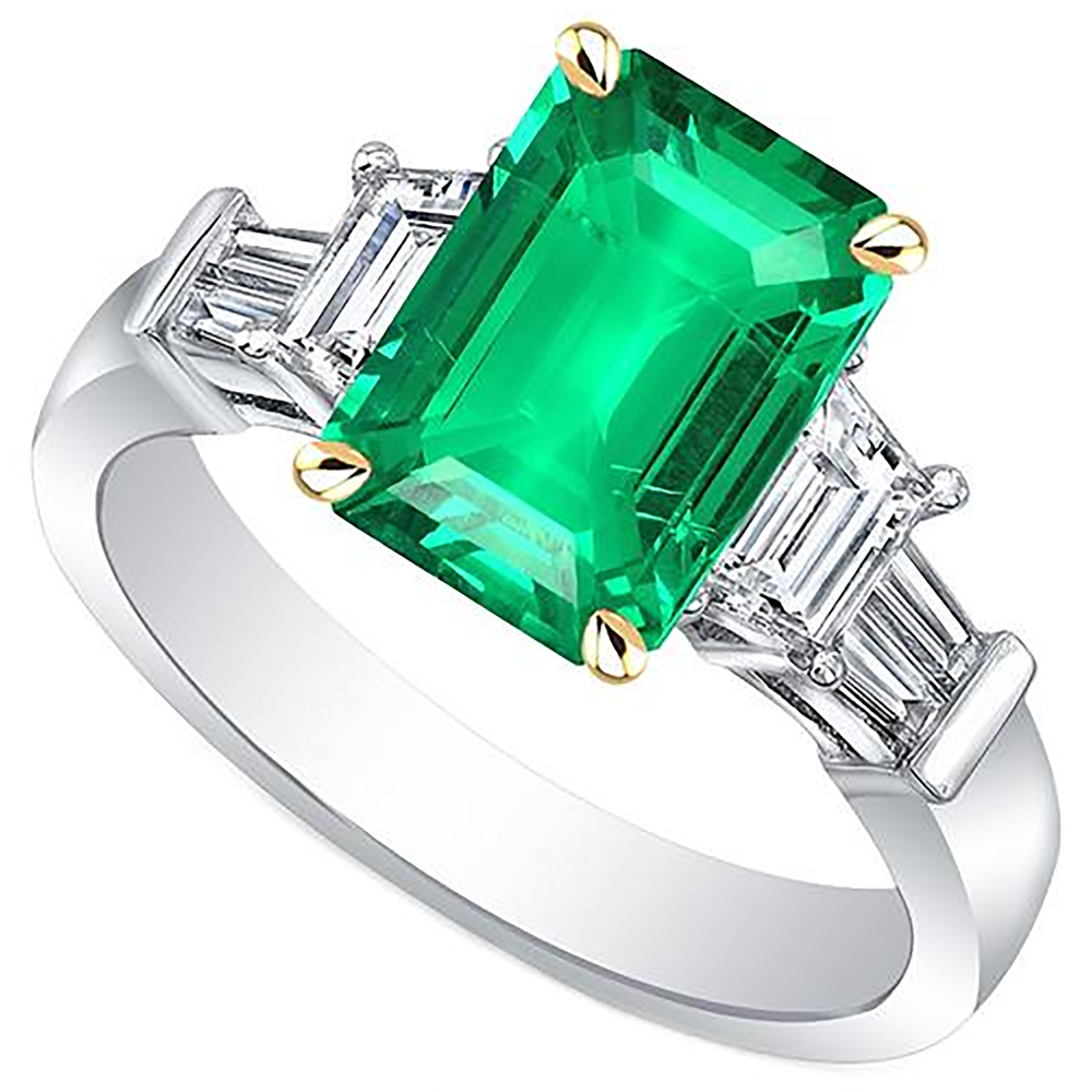 Anello con Grande Pietra Preziosa Verde Smeraldo Diamanti Estratti Dalla Terra Naturale Gioielli da Donna
