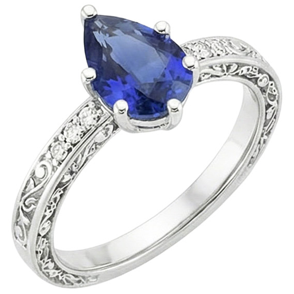 vero pear diamante 3.50carati anello angolo laterale