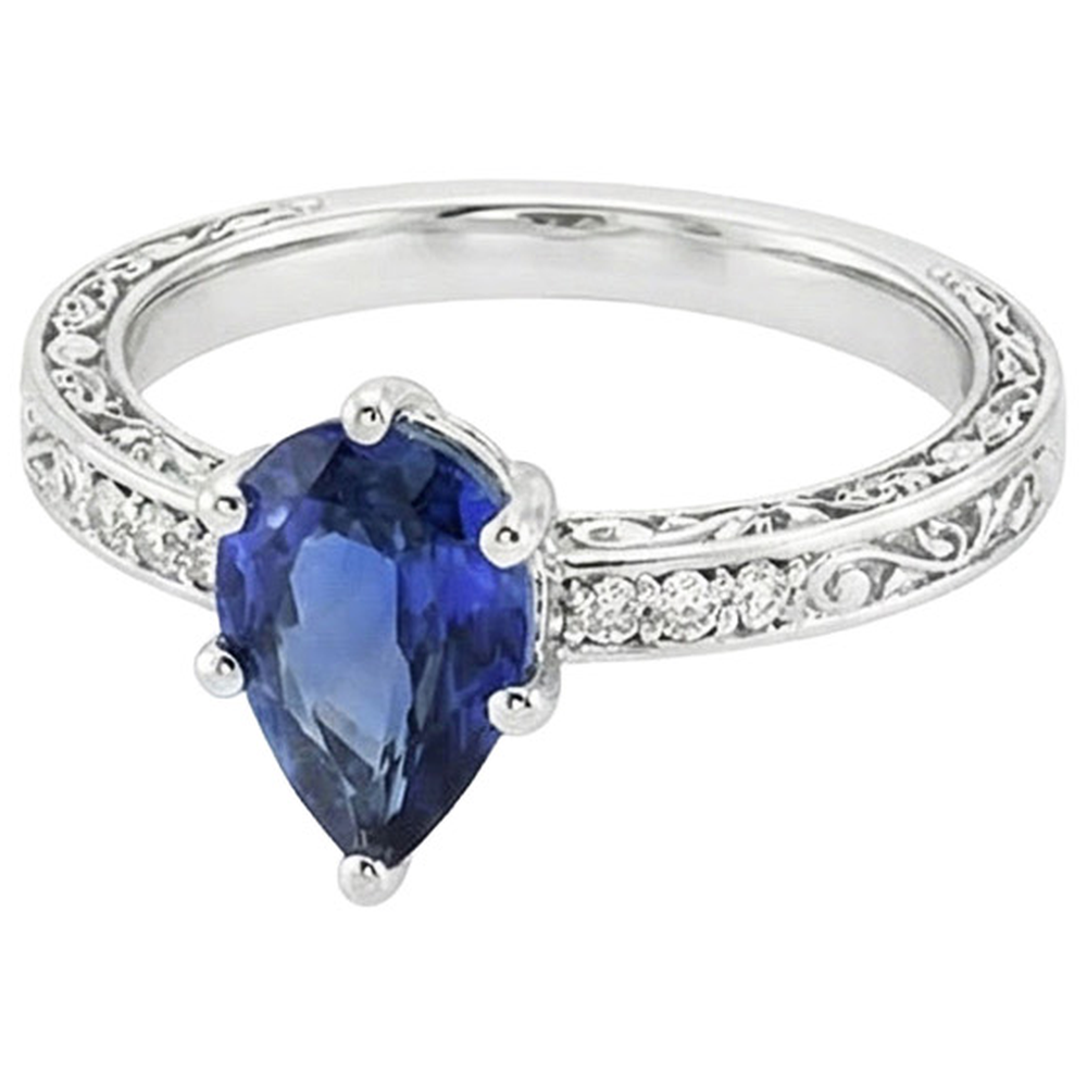 vero pear diamante 3.50carati anello vista dall'alto