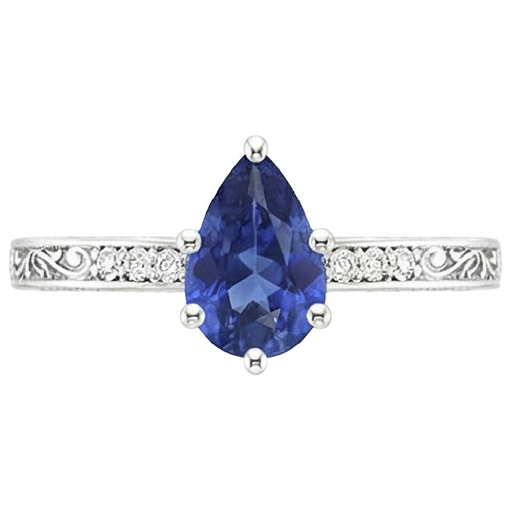 vero pear diamante 3.50carati anello vista di profilo