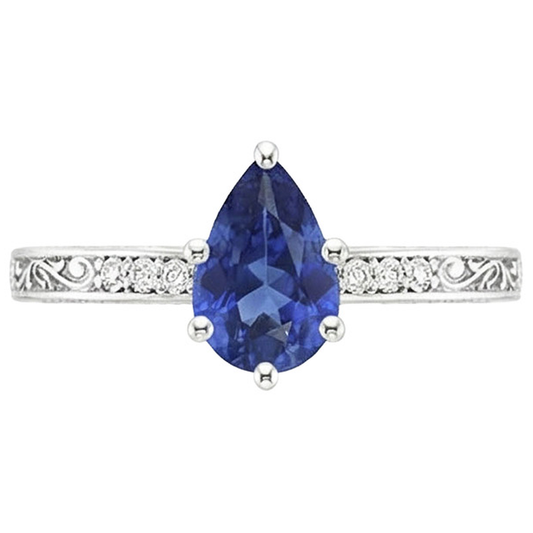 vero pear diamante 3.50carati anello vista di profilo