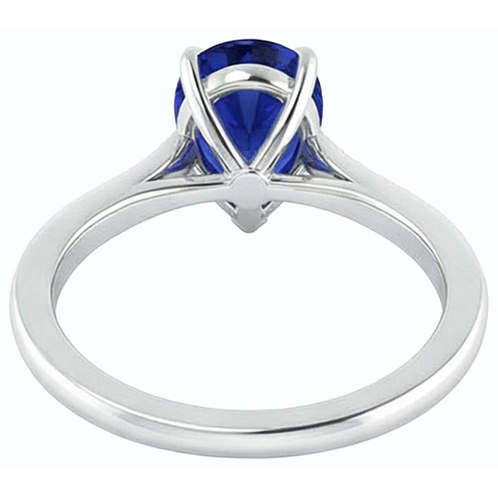 Anello con Perla Zaffiro Blu 2,50 Carati e Diamanti Naturali Autentici ( non creati in laboratorio ) Rotondi in Oro Bianco 14K