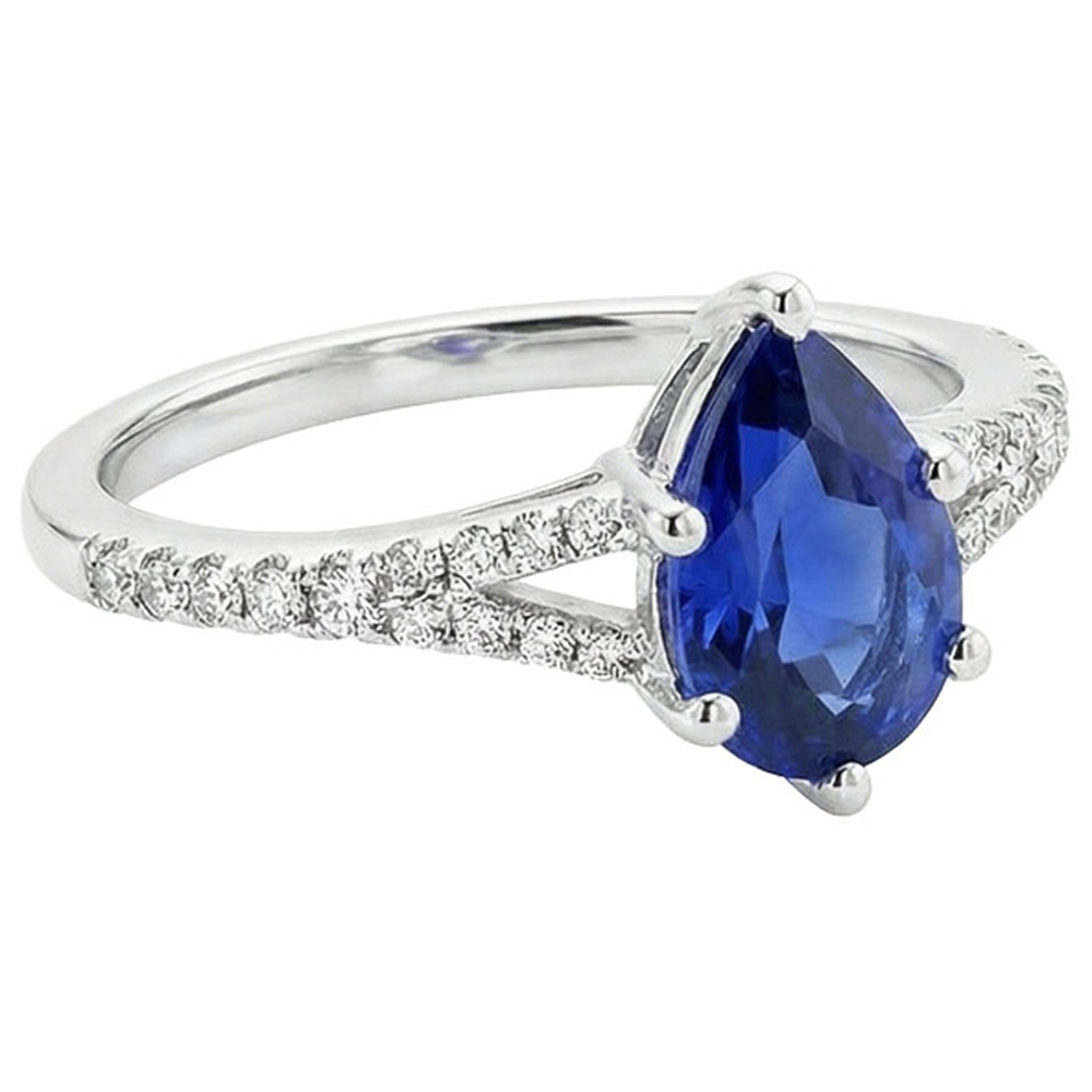 vero pear diamante 2carati anello angolo laterale