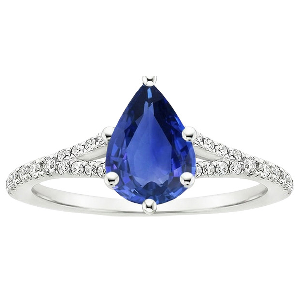 vero pear diamante 2carati anello dettaglio ravvicinato