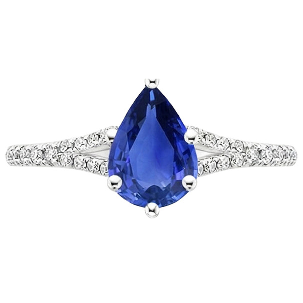 vero pear diamante 2carati anello vista di profilo