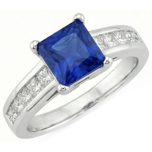 Anello con Zaffiro Princess Cut