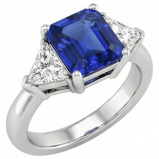 Anello con Zaffiro Taglio Asscher
