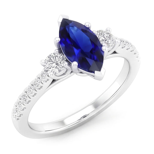 Anello con Zaffiro Taglio Marquise