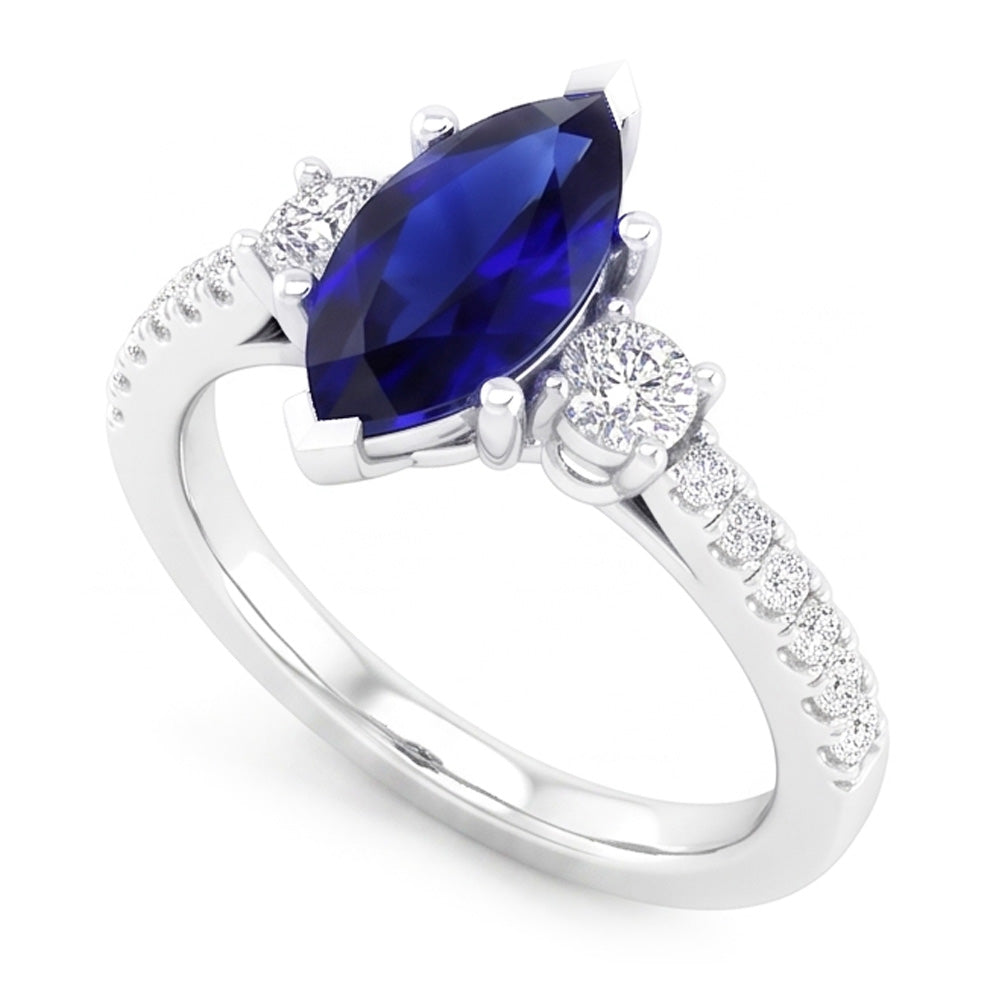 Anello con Zaffiro Taglio Marquise