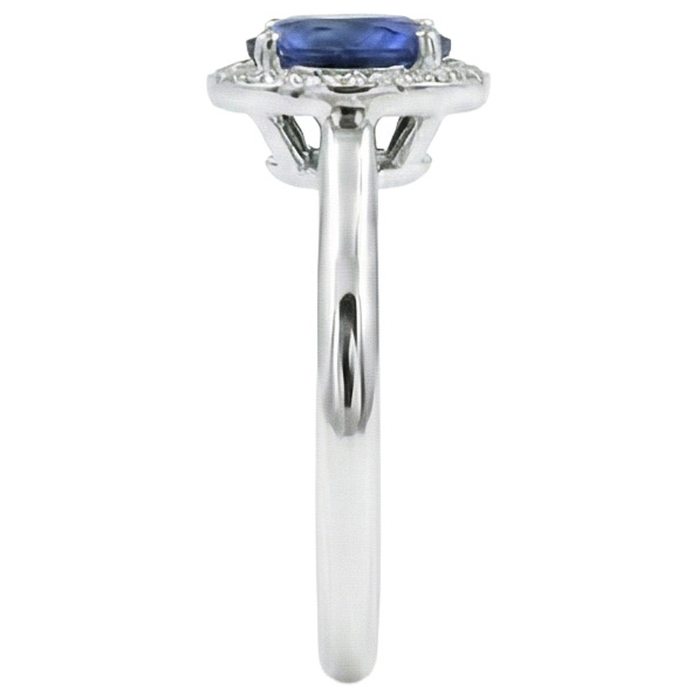 Anello con Zaffiro dello Sri Lanka ovale da 2,90 carati e Rotondo in oro 14K