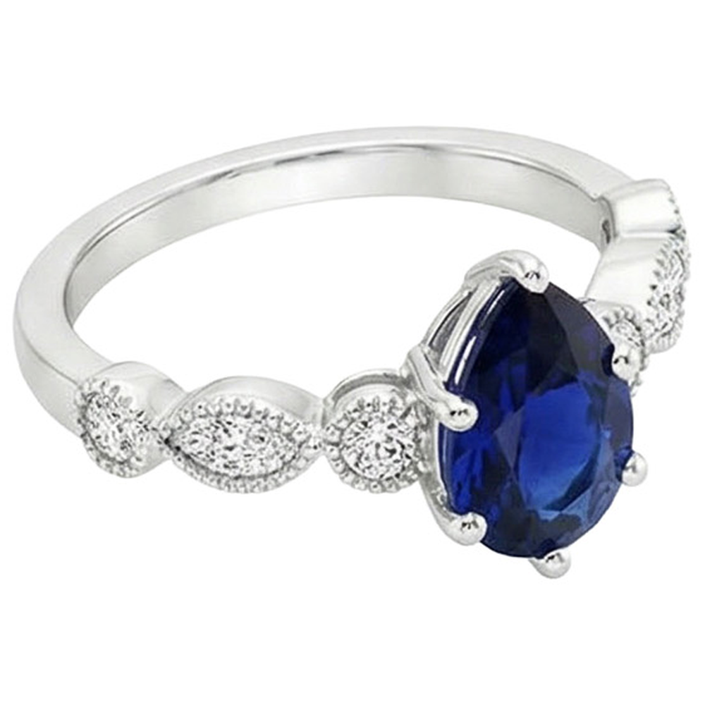 vero pear diamante 2.50carati anello vista di profilo