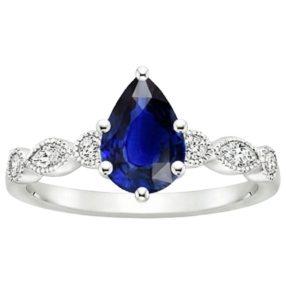 vero pear diamante 2.50carati anello su bianco