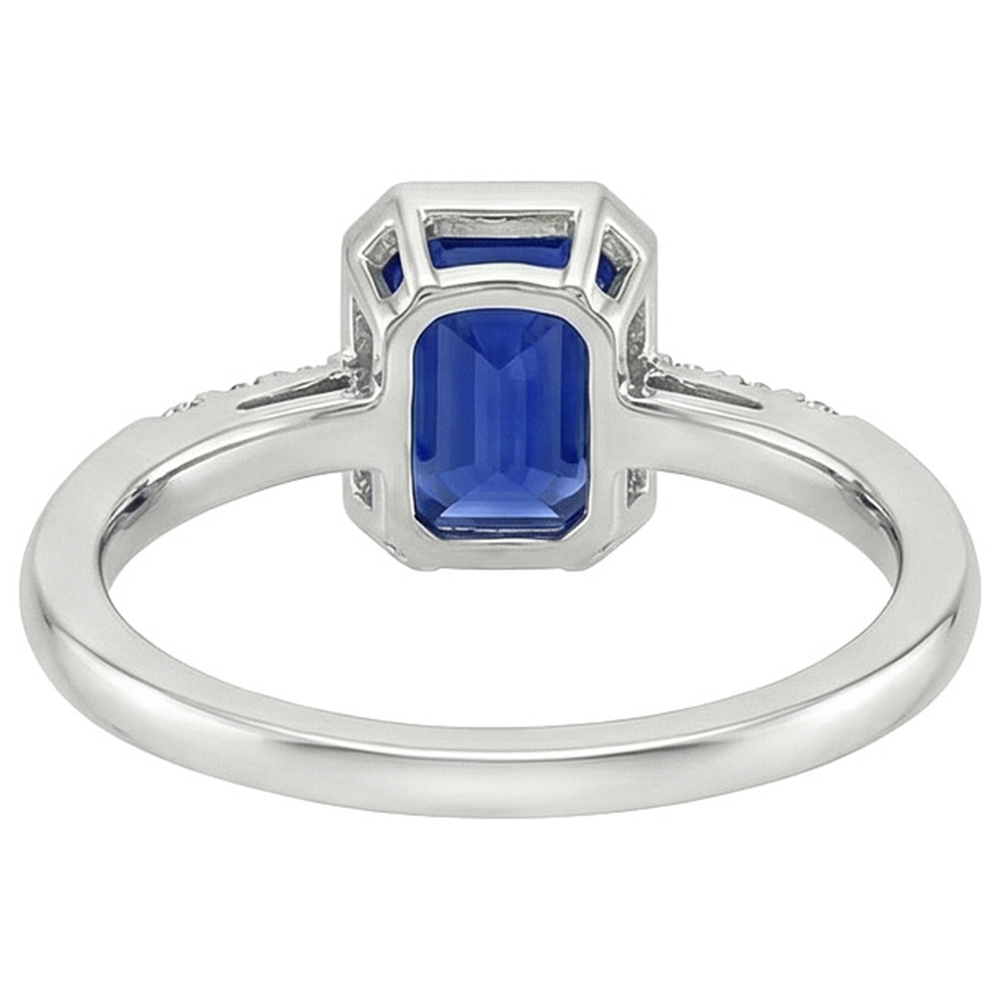 Anello con castone a taglio radiante Zaffiro Ceylon e diamante 3.50 carati
