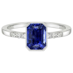 Anello con castone a taglio radiante Zaffiro Ceylon e diamante 3.50 carati