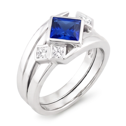 Anello con castone fantasia Princess Blue Sapphire Diamond 2 carati