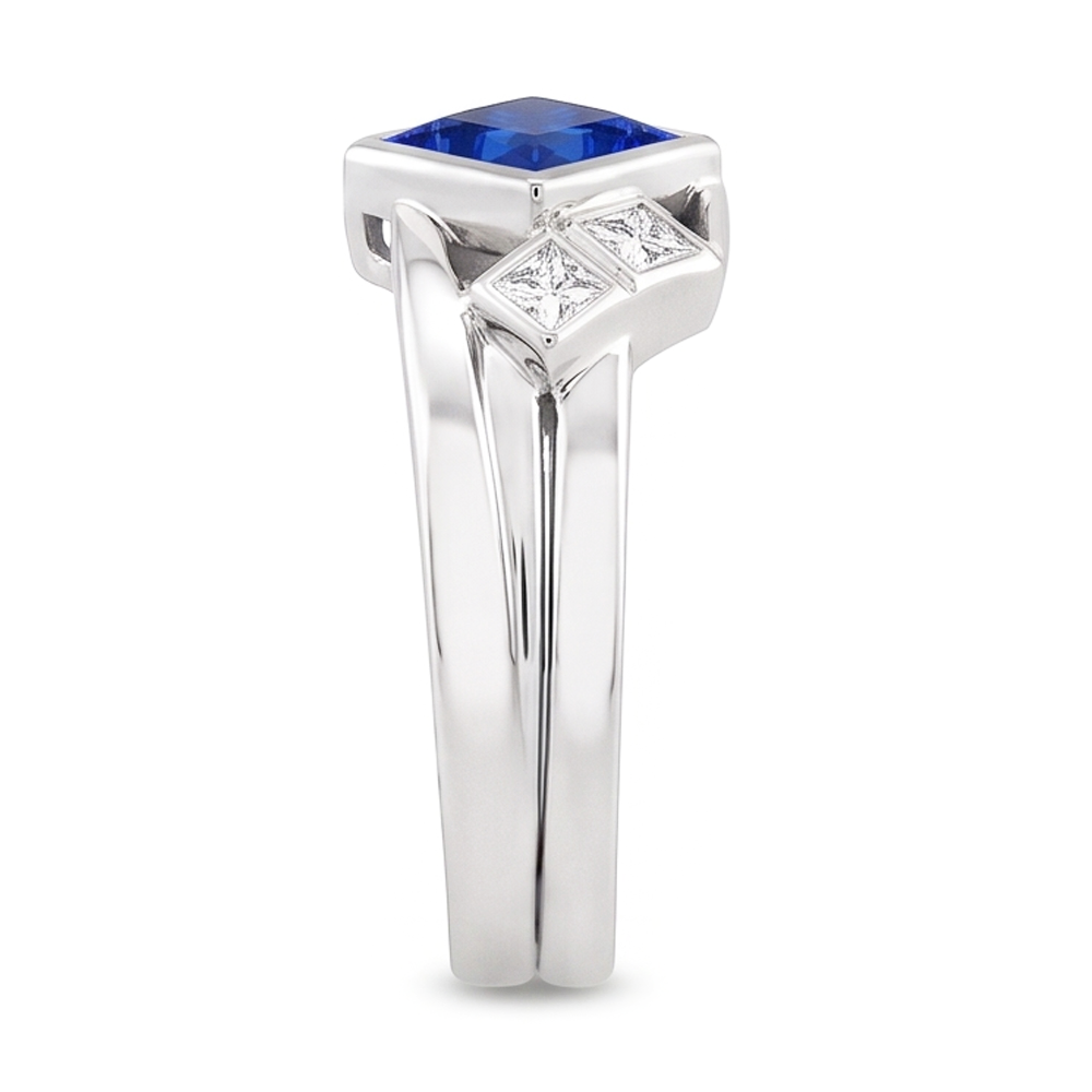 Anello con castone fantasia Princess Blue Sapphire Diamond 2 carati
