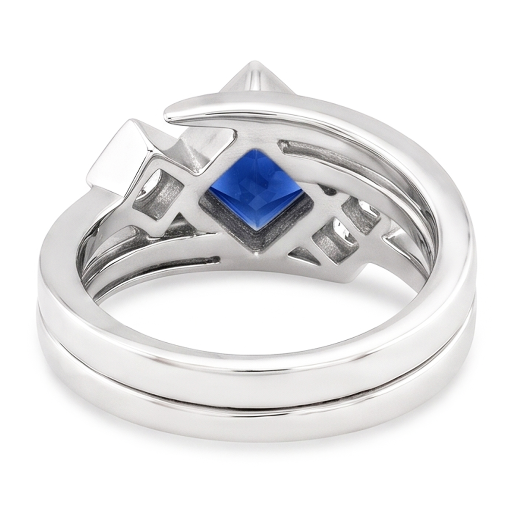 Anello con castone fantasia Princess Blue Sapphire Diamond 2 carati