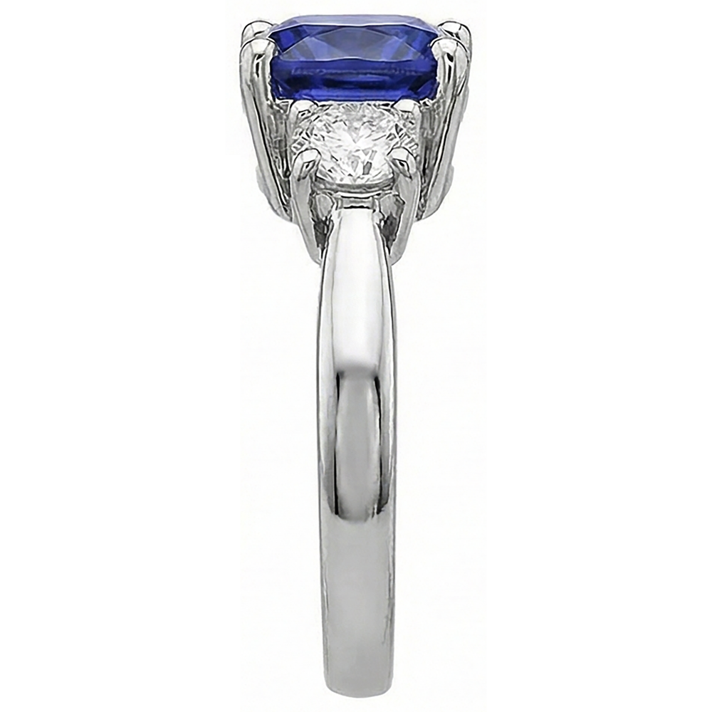 Anello con cuscino in tanzanite da 4.51 carati e diamanti rotondi Oro bianco 14K