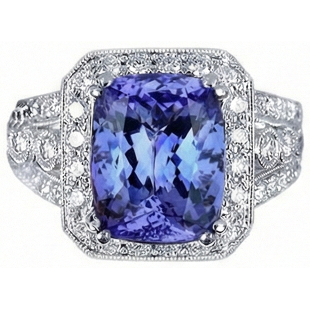 vero round tanzanite 9.50carati anello angolo laterale