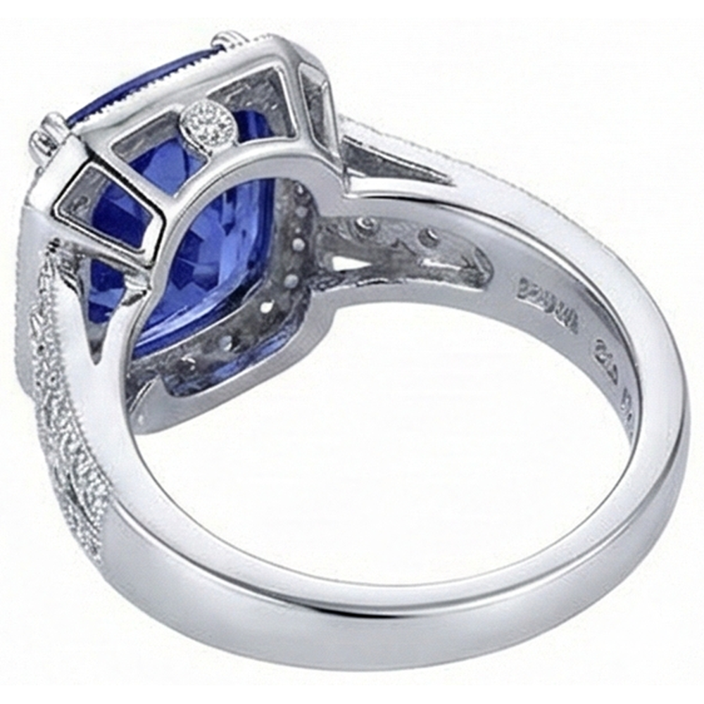 vero round tanzanite 9.50carati anello vista dall'alto