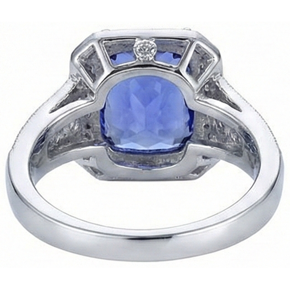 vero round tanzanite 9.50carati anello con accenti diamanti