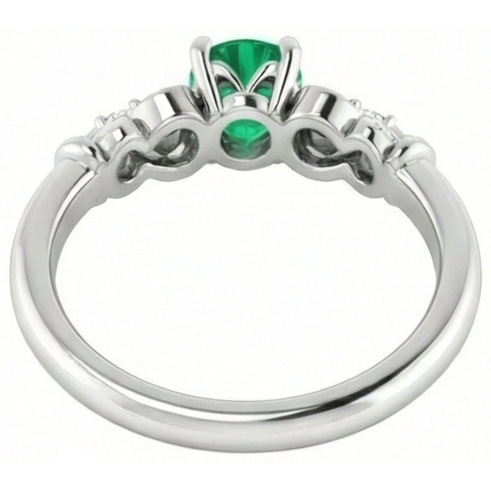 Anello con diamante 1.10 carati verde smeraldo stile vintage gioielli