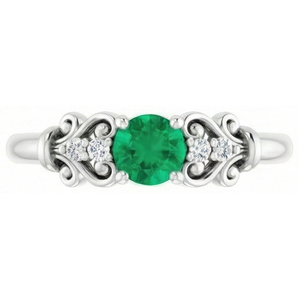 Anello con diamante 1.10 carati verde smeraldo stile vintage gioielli