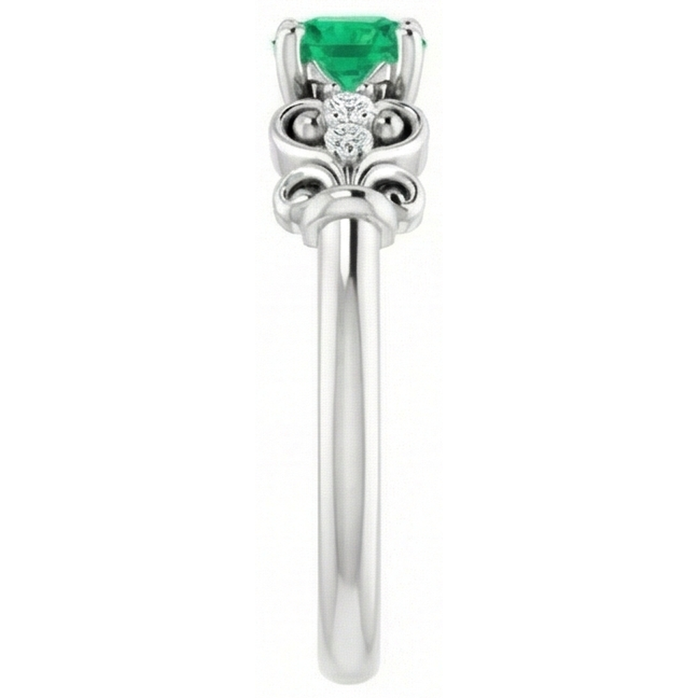 Anello con diamante 1.10 carati verde smeraldo stile vintage gioielli