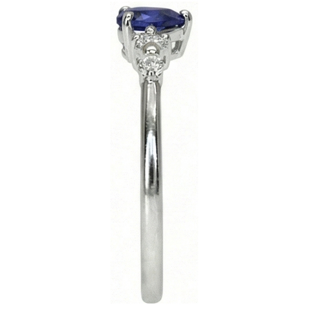 Anello con diamante 1.25 carati cuore zaffiro blu 5 pietre 14K Gioielli in oro bianco