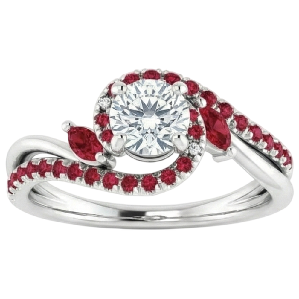 Anello con diamante 1.65 carati gioielli da donna con rubino birmano