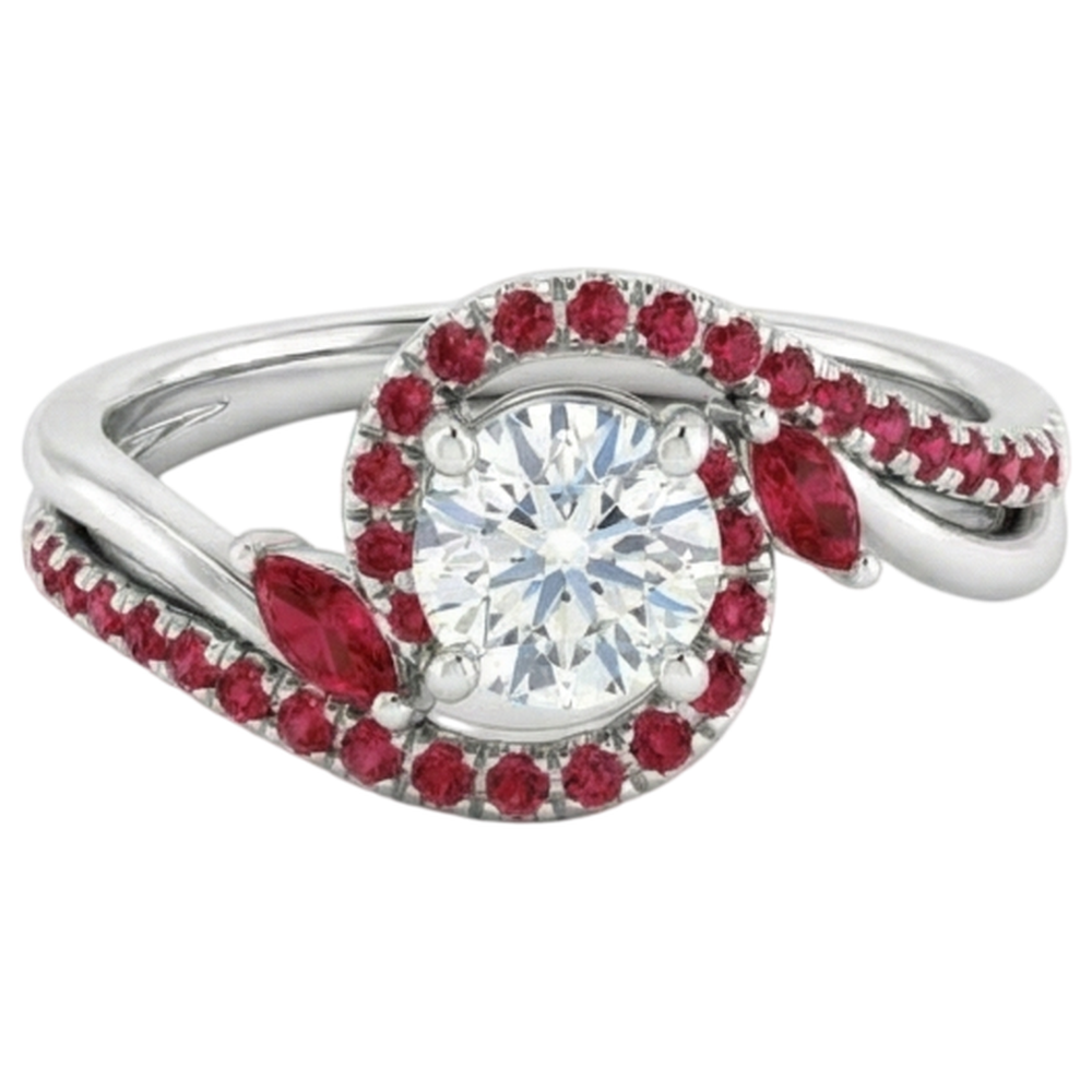 Anello con diamante 1.65 carati gioielli da donna con rubino birmano