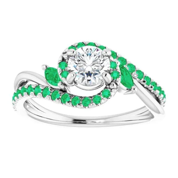 Anello con diamante 1.65 carati Gioielli con smeraldi 