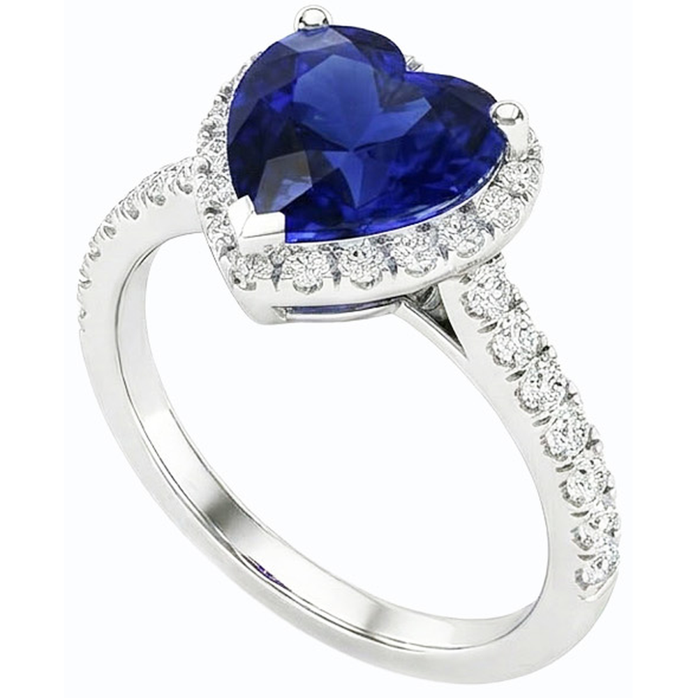 vero heart zaffiro 3.50carati anello vista frontale