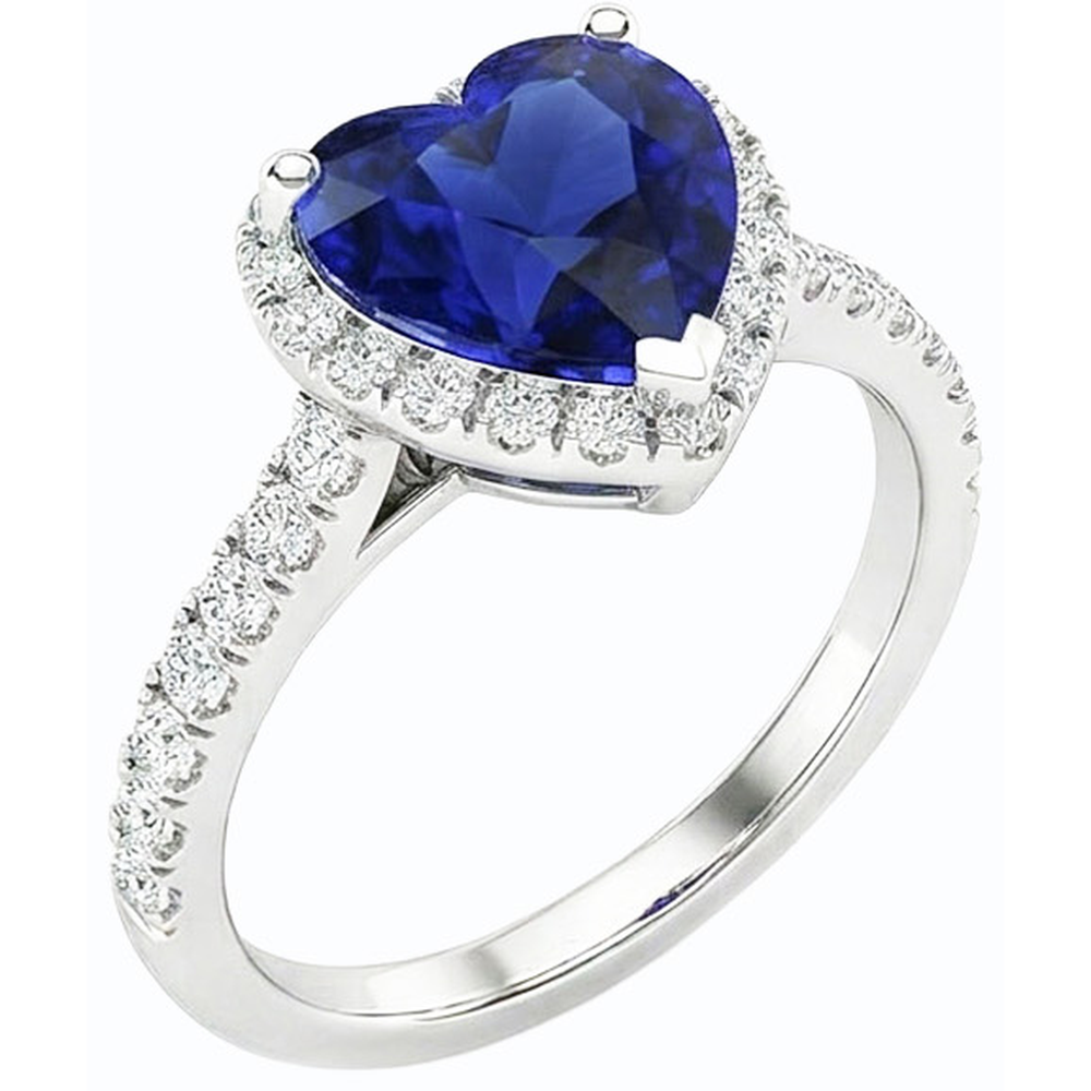 vero heart zaffiro 3.50carati anello angolo laterale