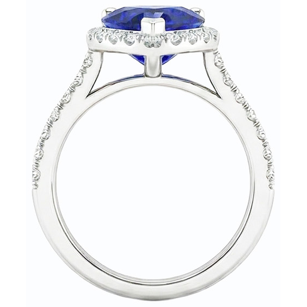 vero heart zaffiro 3.50carati anello su bianco