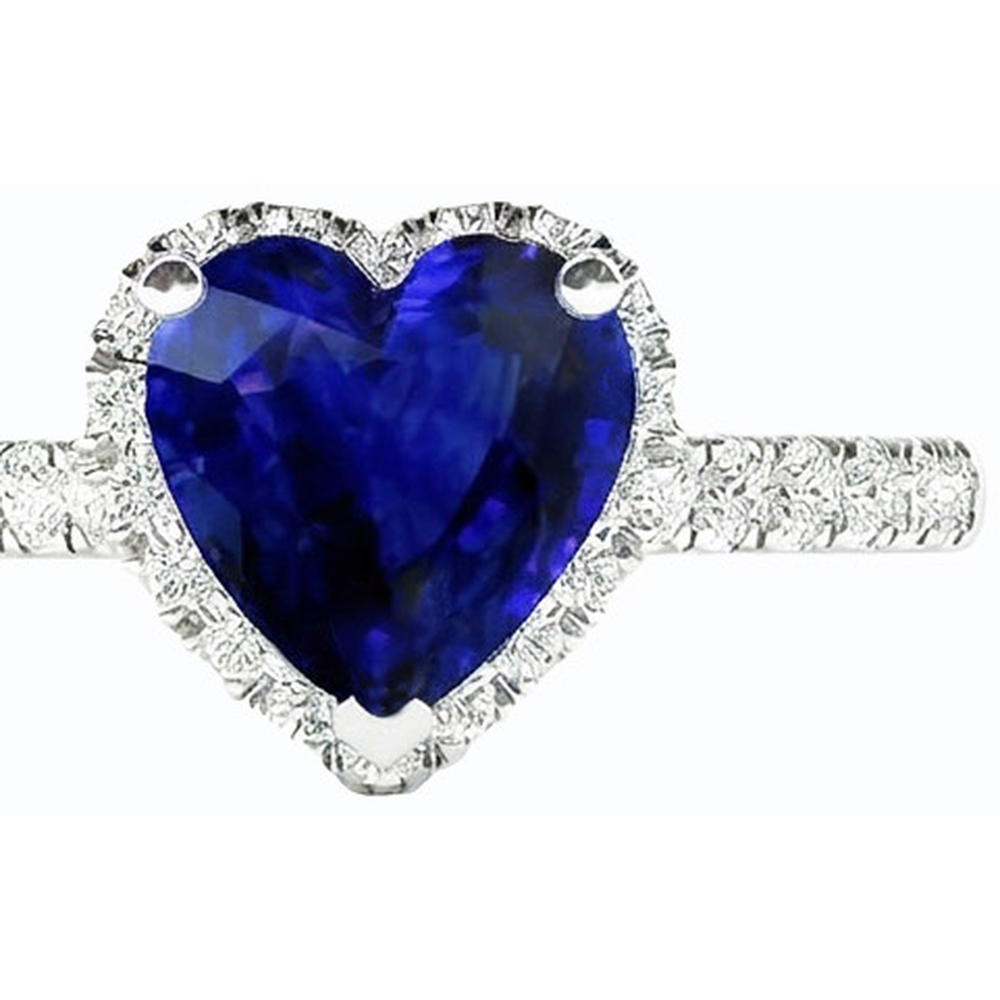 vero heart zaffiro 3.50carati anello vista di profilo