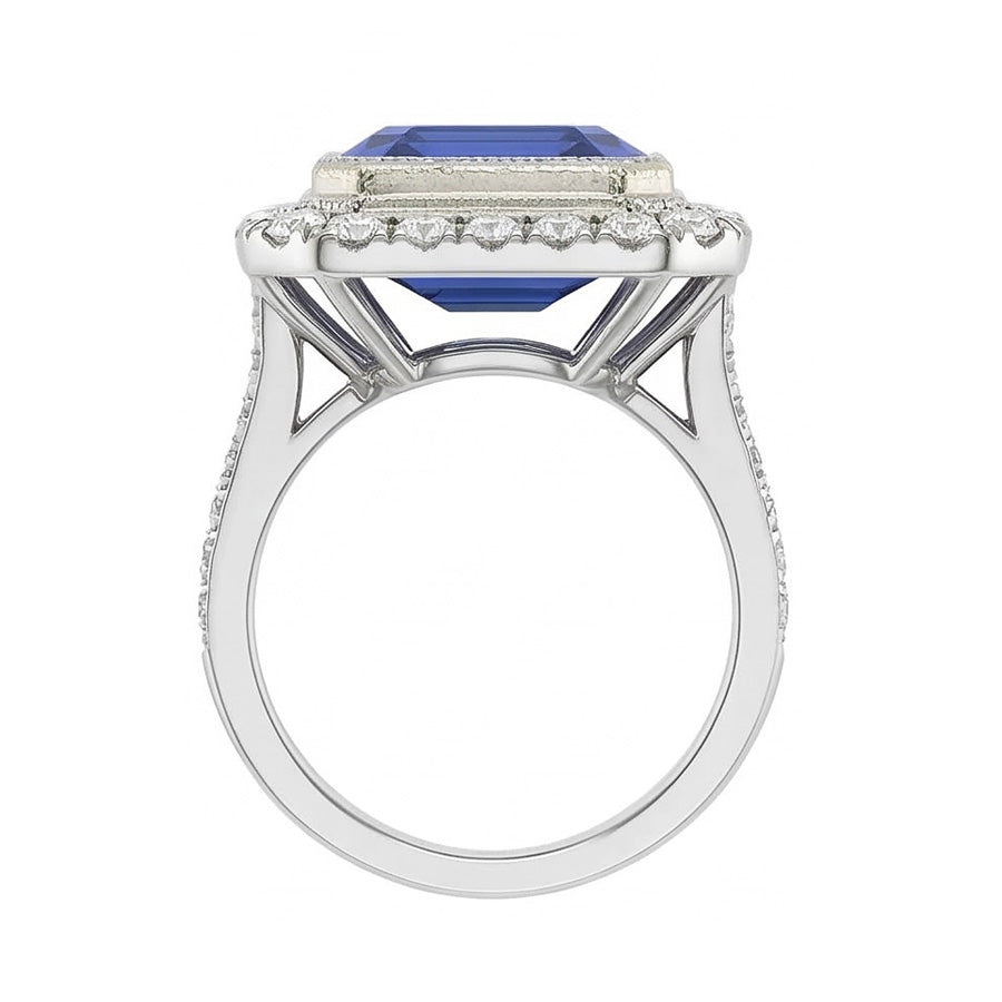 vero round diamante 4.50carati anello vista di profilo