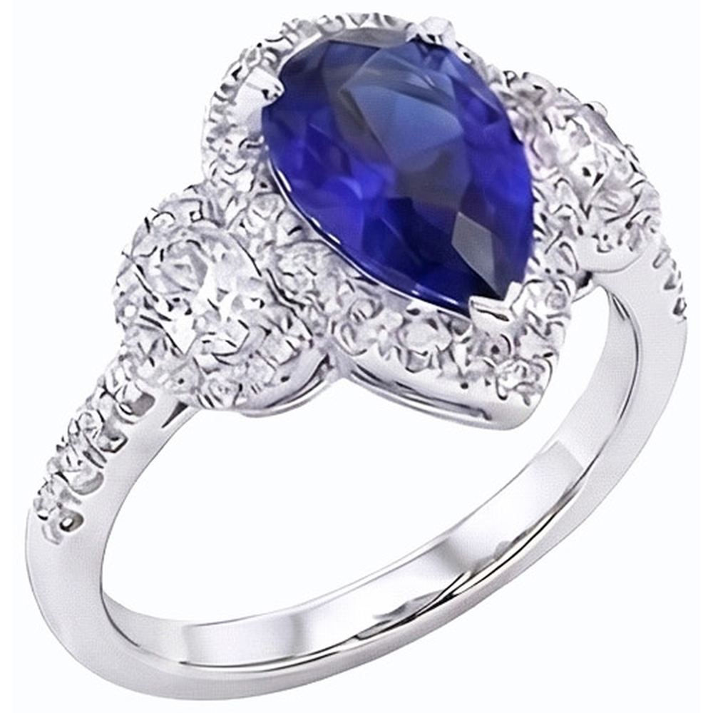 vero pear diamante 4.50carati anello angolo laterale