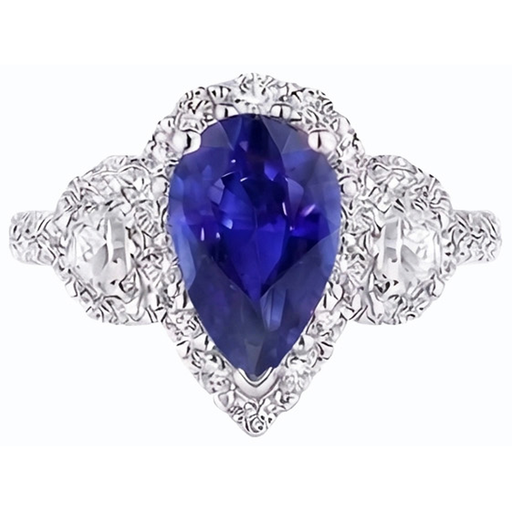 vero pear diamante 4.50carati anello dettaglio ravvicinato