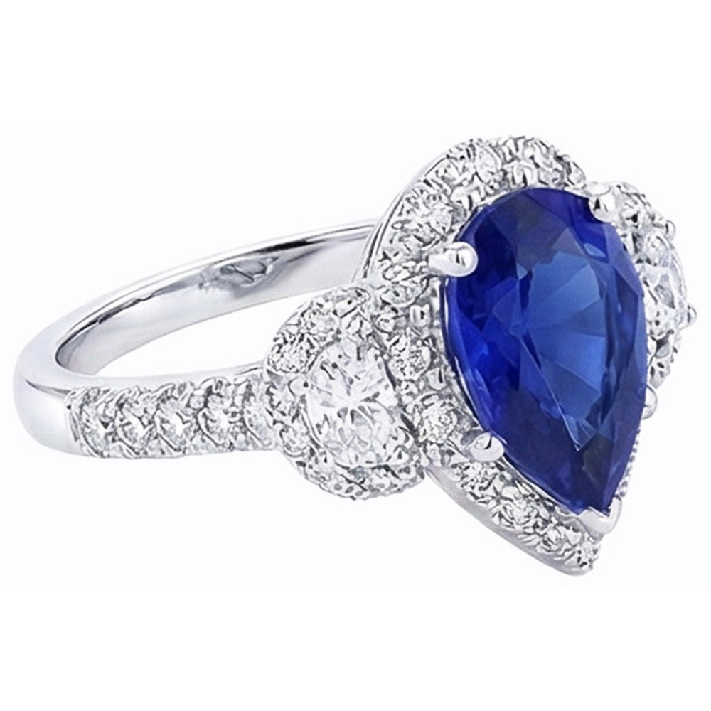 vero pear diamante 4.50carati anello vista dall'alto