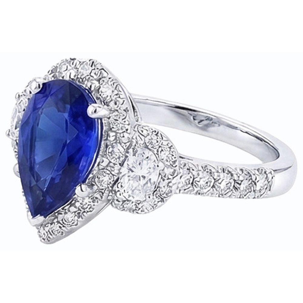 vero pear diamante 4.50carati anello vista di profilo