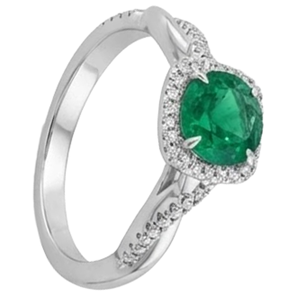 Anello con diamante Verde smeraldo Eagle Claw Prongs 3 carati con accento solitario