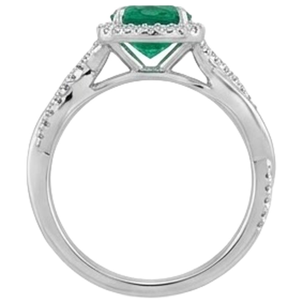 Anello con diamante Verde smeraldo Eagle Claw Prongs 3 carati con accento solitario